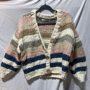 Altar’d State Chunky Knit Striped Cardigan Sweater